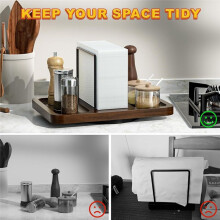 Napkin Holder for Table, Rotating Metal Napkin Dispenser with Salt and Pepper Shakers Caddys Standing Paper Towel Holder