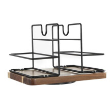 Napkin Holder for Table, Rotating Metal Napkin Holder with Salt and Pepper Shakers, Rotating Standing Napkin Dispenser