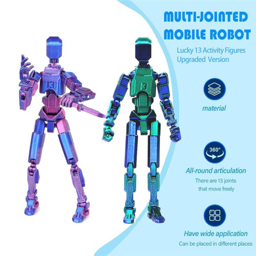 T13 Action Figure Set,3D Printed Multi-Jointed,Multi-Articular Lucky Mobile Robot,Desktop Decorations for Game Lover Toy
