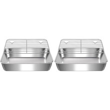 Baking Sheet Set of 2, Stainless Steel Cookie Sheet Baking Sheet Pan, Non Toxics & Heavy Duty & Easy Clean