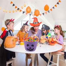 Halloween Basket for Kids, Trick or Treat Basket, Cute Pumpkin Candy Bucket, Bags for Girls/Boys Gift Baskets Empty