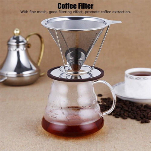 Reusable Stainless Steel Double Layer Coffee Filter with Rack Coffee Making Accessory No Filter Papers Needed 1