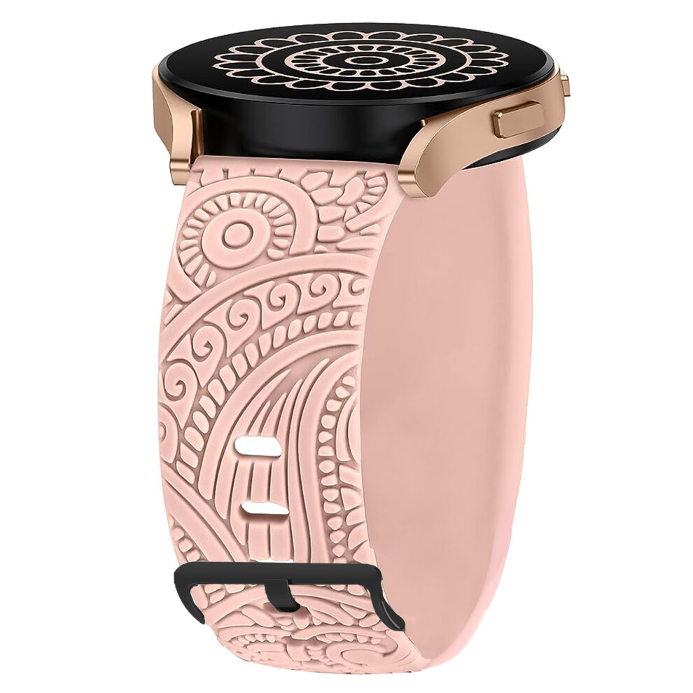 20Mm Floral Silicone Watch Bands Replacement Strap For Garmin Vivomove Trend Venu Sq Pink 9174973168140