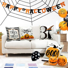 Pillow Covers 18x18 Inch Set of 4 Trick or Treat Pillow Covers Halloween Linen Sofa Bed Throw Cushion Cover Decoration