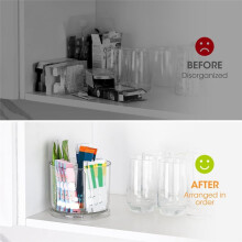 Drink Packet Organizer, 360 Rotating Lazy Turntable Powdered Drink Mix Holder, Acrylic Water Packet Container