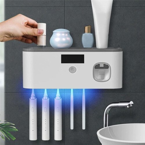 USB Rechargeable Toothbrush Disinfect Automatic Toothpaste Dispenser with 5 Slot Toothbrush Storage Box Rack 2