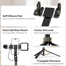 Ulanzi TT88 Overhead Tripod for Phone, Desktop Shoot Mantis Bracket with Magnetic Clamp, Double Cold Shoe for Smartphone