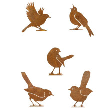 5 Stuks Roestige Vogels Decoratie Buiten Vogel Muurdecoratie, Metalen Vogels Tuindecoratie Metalen Vogels Ambachtelijke Standbeeld Ornamenten