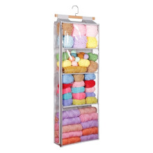 Porta-Filati da Appendere con 4 Ampie Tasche, Organizer Trasparente per Lavorare A Maglia con Cerniere per Gli Amanti 'Uncinetto,