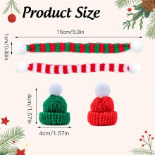 40-teiliges -Weihnachts-Strickmützen- und Schal-Set zum Basteln, kleine Weihnachtsmannmützen und Schal-Ornamente
