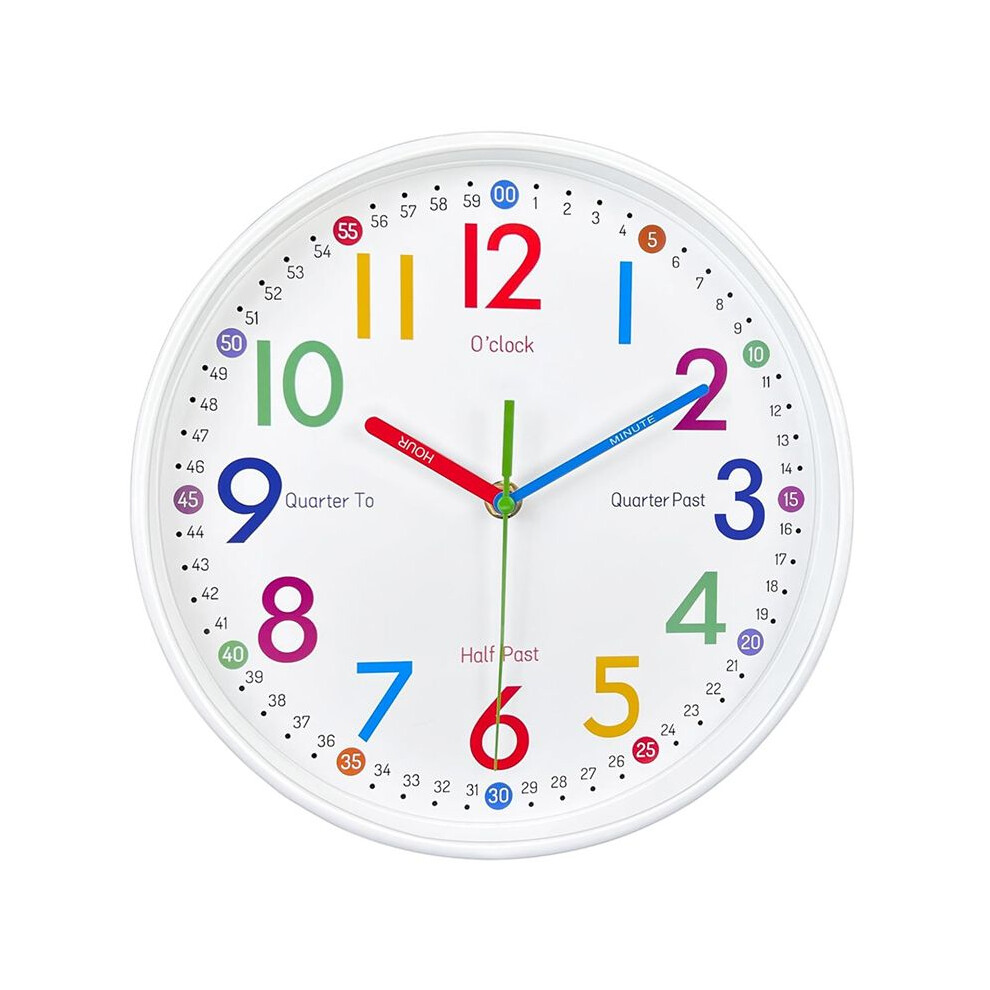 Learning Clock For Kids - Telling Easily, Non-Ticking, Battery Operated, Silent, Colorful Teaching Clock 6031418870507