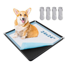 Halter für Hunde-Pipi-Pads - Silikon-Welpentoilette mit Hohem Rand und 4 Klammern für das Training, Passend für Pads Bis zu 60 X 60 cm