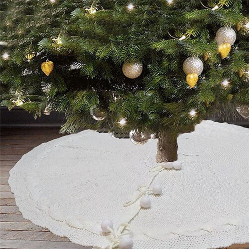 Saia para Árvore de Natal de 48 Polegadas, Saia  para Árvore de Natal, Saia com Base Redonda para Decoração de Árvore de Natal de 6 A 8 Pés, 2