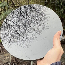 Espelho de Cura com Obsidiana Preta Natural de Alta Qualidade, Cristais, Pedra, Espelho Redondo, Decoração para Casa com Prateleira