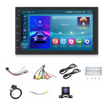 2+64G Android 13 Dubbel Din Autoradio met Draadloze Carplay, 7 Inch Touchscreen Android Auto Autoradio GPS WiFi-Camera