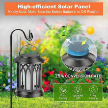 Solar Lantern Outdoor Waterproof Flickering Flame Solar Lantern Outdoor Lights Solar Powered LED Lantern for Yard Garden