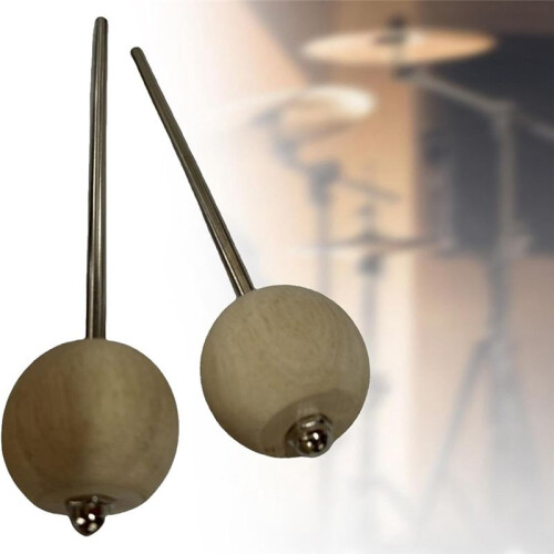 1 Pair Generic Wood Bass Drum Beater  Drum Pedal Mallet Replacement for Percussion Instruments 2