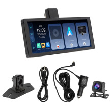 10.26IN Car Touch Screen Carplay Android Auto with Backup Camera, 4K/1080P Dash Camera for Front Rear, Mirror Link, WiFi