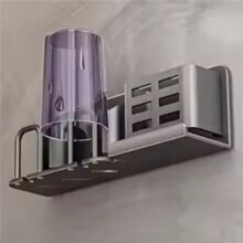Toothbrush Holder Multi-Function Toothbrush Cup Holder Wall Mounted No Drill Bathroom Organizer Bathroom Storage C