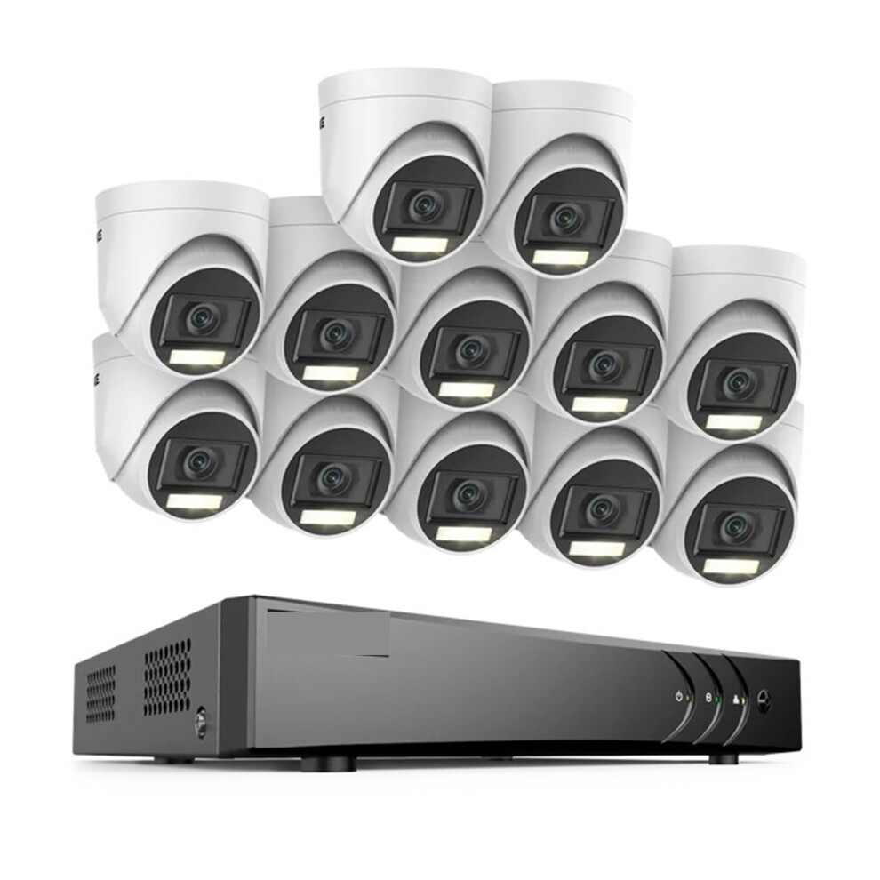 16Ch 5Mp Security Camera System With H.265+ Dvr, 12 Outdoor Pir Dome Cameras, Ip67 Weatherproof 9053599542247