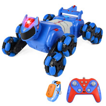 RC Stunt-Auto 2,4 G Gestenerkennung Sprühfahrzeug Elektrisches Spielzeug mit LED-Licht Musik Geburtstagsgeschenke für Jungen Mädchen Blau