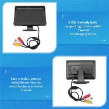 Câmera de Ré Universal de Alta Definição de 12 V para Carros com Tela LED de Mesa de 4,3 Polegadas para Monitoramento de Ré