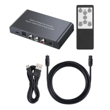 Audiokonverter mit IR-Fernbedienung DAC, Digitaler Koaxialer Toslink zu Analogem Stereo-Cinch-3,5-mm-Audioadapter 192 KHz, 24 Bit