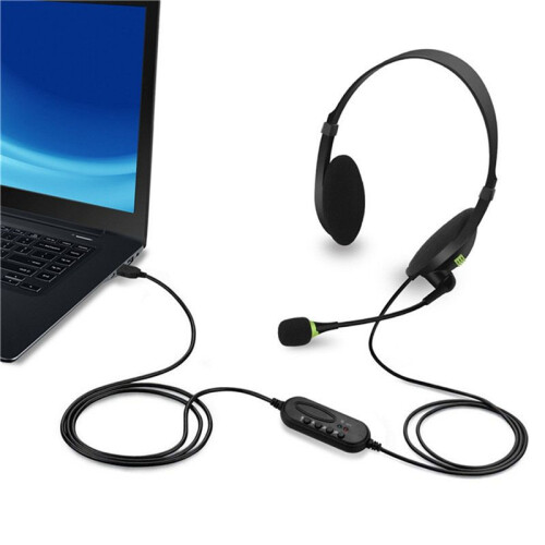 USB Wired Headset with Microphone Noise Cancelling In- Control Business Comfort Earphone for Chatting Software 1