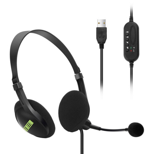 USB Wired Headset with Microphone Noise Cancelling In- Control Business Comfort Earphone for Chatting Software