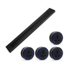 80CM Black Power Strip with Surge Protection and Removable Lighted Extension Cord for Home or Office