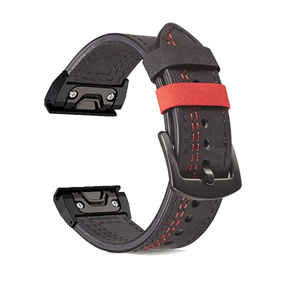 Leather Watch Band 26Mm Quick Release Replacement Strap For Garmin Fenix 6X And Fenix 5X Plus 9174973169246
