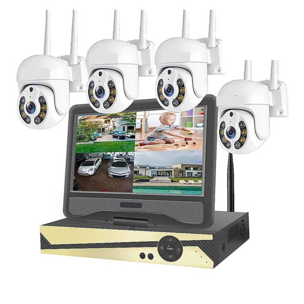 Wireless Security Camera System 5Mp Wifi Cctv Kit With Auto Tracking Ptz, Two Way Audio, 10Ch Nvr 9053599543053
