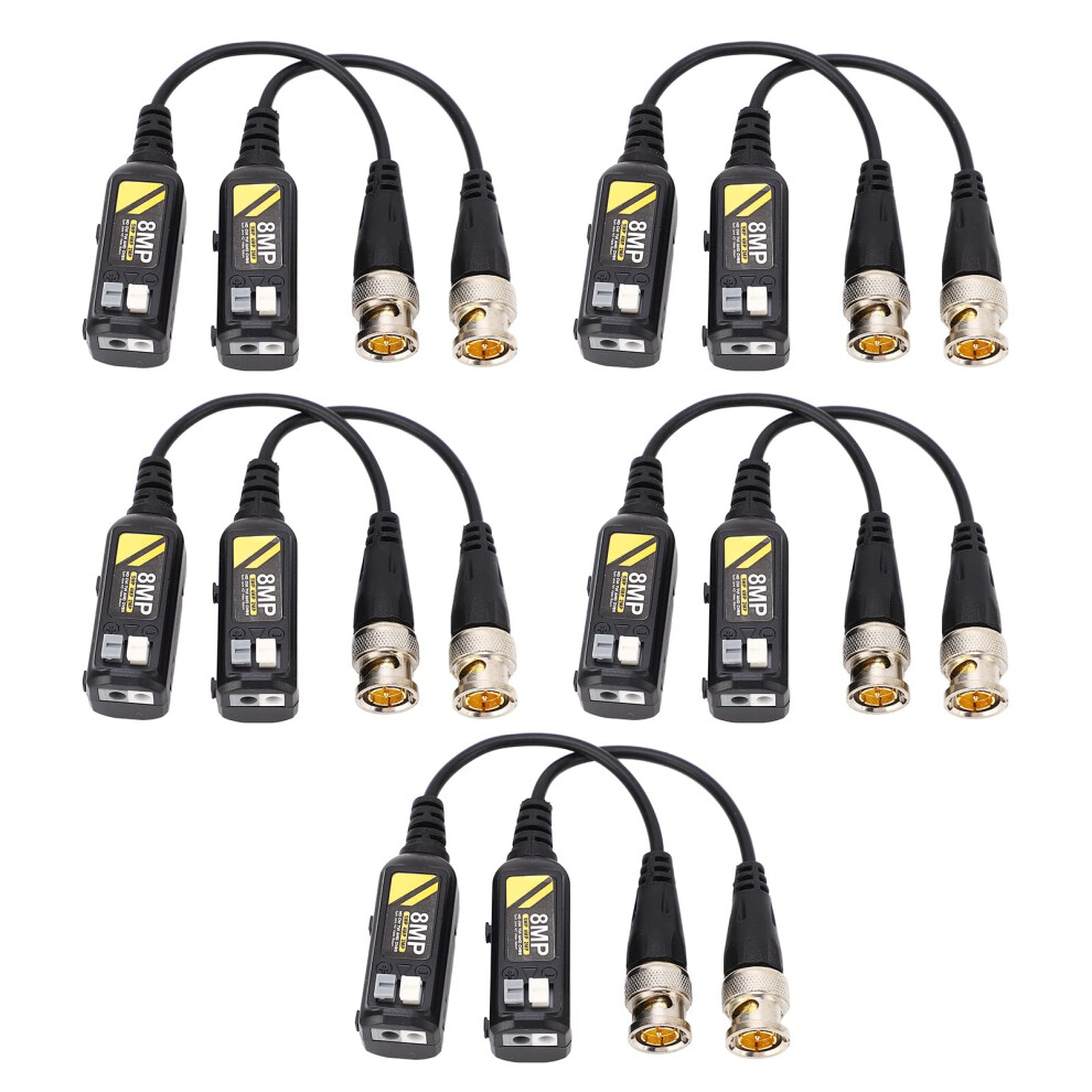 8Mp Bnc Video Balun Transceiver With Power Connector, Hd Passive Balun For Ahd Tvi Cvi Cameras (5 Pairs) 9771547487951