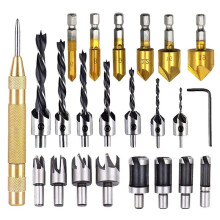 23-Pack Woodworking Chamfer Drilling Tool Set Wood Plug Cutter Trespets FöRsäNkt BorrskäR