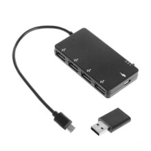 1 Set Micro-USB OTG 4-Poorts Hub Oplaadadapterkabel voor Smartphone-Tablet Hoge Snelheid