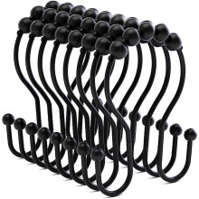 12 StüCk Duschvorhanghaken, Duschvorhangringe Rostfrei Balanced Glide Double Duschvorhanghaken Schwarz