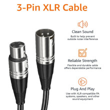 3 Pin XLR Male to Female Microphone Cable XLR Audio Cable Guitar Mixer Speaker Patch Panel 1.5Meter