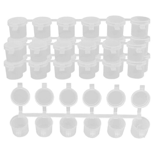 5 Strips 30 Pots Empty Paint Strips Paint Cup Pots, 10Ml/ 0.35Oz  Paint Pot Strips Clear Plastic Storage Containers