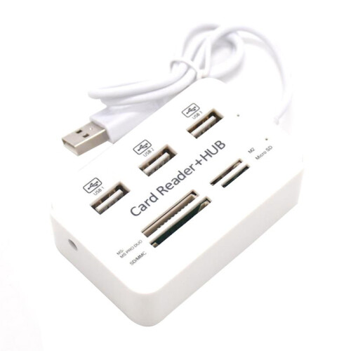 7 in 1 Portable Multi Function 3 Port USB HUB 2.0 Splitter Combo Card Reader Support TF  M2 SDHC Card Read Write
