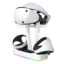 Pour Station de Charge PS VR2 avec LumièRe RVB ColoréE et Support pour Casque, Support de Charge pour ContrôLeur de Jeu VR