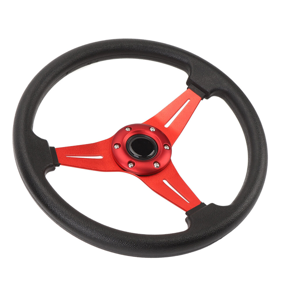 Racing Pu Leather Steering Wheel 14In 6-Hole Red 9361384039170