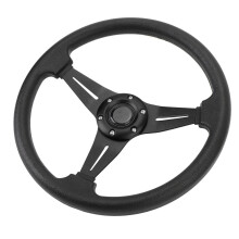 14-Zoll universelles Rennsport-Design Lenkrad aus PU-Leder für 6-Loch-Nabe, schwarz