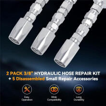2 Stuks Hydraulische Slang Veldfittingen Reparatieset en 5 Stuks Kleine Reparatieonderdelen, Herbruikbare Hydraulische Reparatiefittingen 1/2 Inch