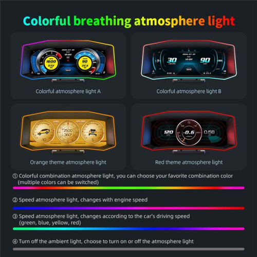 P4 OBD+GPS HUD 6.2 Inch LCD Screen   Display Multi-Function  Speed Turbine Accelerometer Slope Hud Meter 2