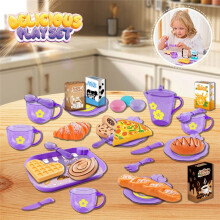 33pc House Kitchen Toy Set Children Tea Party Set for Kids, Role Playing Toy with Dessert and Tableware