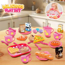 33pcs  House Kitchen Toy Set Children Tea Party  Set for Kids, Role Playing Toy with Dessert and Tableware