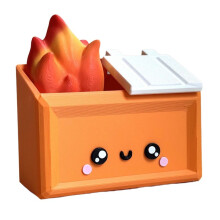 3D-Geprinte Vuilnisbakbrand-Bureaufiguur, Leuk Accessoire, Ornament, Vuilnisbakbrandpenhouder, Grappig Cadeau B