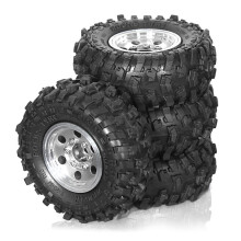 4 Peças 51mm 1.0polegadas Metal Beadlock Roda Pneu Conjunto para 1/18 1/24 RC Crawler Car TRX4M SCX24 FCX24 Upgrade Parts Prata