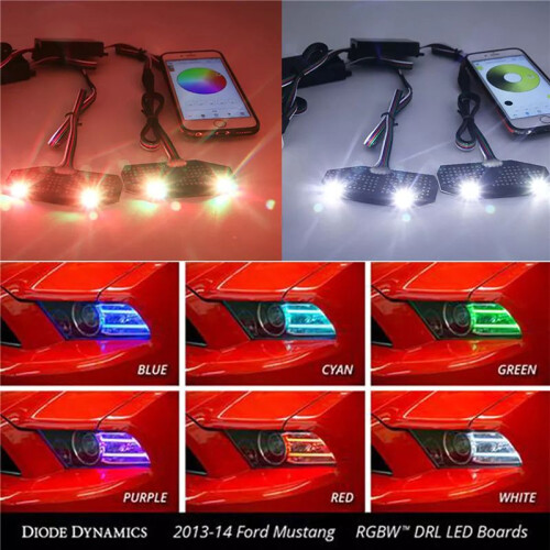 Control RGBW Multicolor LED DRL Board Light Kit Daytime Running Lights for  Mustang 2013-2014 2