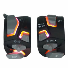 7/8in 22mm Universal Motorcycle Handlebar Headlight Warning Turn Flash Light Signal Horn Start Button with LED B
